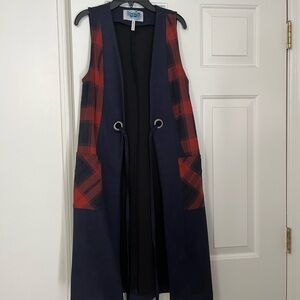 Blue and Russ Plaid Long Vest